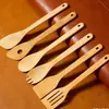 Espátula de cozinha antiaderente transfronteiriça, espátula de nan bambu doméstica sem pintura, conjunto de sete peças de espátulas e colheres de bambu