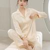 Pijama de Seda Gelada para Mulheres, Manga Longa Primavera e Outono, Estilo Feminino Outono 2026 Novo Conjunto de Roupa de Casa de Seda de Imitação de Alto Padrão para Verão