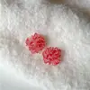 Brincos Retro Simples de Flor Vermelha para Mulheres, Brincos de Flor Cinza e Preto Versáteis de Nicho, Acessórios de Orelha Doces da Moda Estilo Floresta