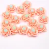 Flor de camélia de resina de fundo plano de 13mm flor de lírio cor de primavera flor tridimensional de cinco pétalas rosa acessórios para joias DIY
