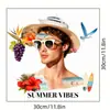 Adesivos de Parede Artísticos em Colagem Retro Mais Vendidos no Exterior, Adesivos Decorativos de Retrato de Moda Estilo Tropical, Adesivos de Parede de PVC Autoadesivos para Sala de Estar