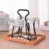 Prateleira de Vidro Criativa para Sala de Estar Cabide para Xícara de Chá Rack de Armazenamento Invertido para Copo de Água com Bandeja para Copo de Cerveja e Xícara de Café