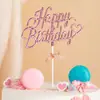 Topo de Bolo 3D Feliz Aniversário Transfronteiriço Plástico Estampado a Ouro Inglês Feliz Aniversário Russo Decoração de Bolo Inserção