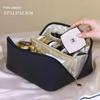 Bolsa de cosméticos PU de alta aparência e grande capacidade, estilo celebridade da Internet, bolsa de armazenamento portátil sem letras, bolsa de armazenamento de viagem, atacado