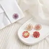 Botón de Camelia con Pedrería Acrílica para Camisa Transfronterizo Europeo y Americano, Botón de Camelia a la Moda, Juego de Gemelos Desmontables de Espalda de Tortuga