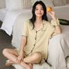 Punto Douyin Comercio Electrónico Transfronterizo Suministro Amazon Pijamas de Hilo de Algodón Coloridos para Mujer Verano Mangas Cortas Pantalones Cortos Envío Directo