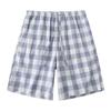 Shorts de Pijama de Algodão e Linho de Verão para Homem, Algodão Lavado Solto Tamanho Grande Xadrez Praia Casa Shorts Casuais Roupa de Casa