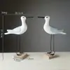 Decoração de Mesa Transfronteiriça Vintage Perna Longa Aves Marinhas Enfeites Artesanato em Madeira Gaivota Decoração para Casa Sala de Estar e Sala de Jantar