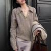 YUNSH Estilo Francês Indústria Pesada Lantejoulas Strass Decote V Manga Longa Suéter Feminino Outono Inverno Solto Macio Cera Retrô Elegante Suéter