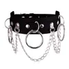 Conjunto de 3 piezas Estilo Punk Street Europeo Americano Cadena con Anillo O Cadena para Clavícula Cadena para el Cuello Pulsera Collar Gargantilla de Cuero PU