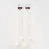 Calcetines Largos de Algodón Peinado Estilo Uniforme JK Calcetines Largos Bordados para Estudiantes Femeninas Calcetines Altos Rayados Antideslizantes Dos Colores Blanco y Negro