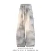 Calça Casual Retro Tie-Dye Respirável Fresca para Homens, Marca Tendência de Verão, Calça Desgastada Solta de Perna Larga com Cordão