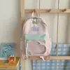 Mochila fresca de verano con bloques de color para estudiantes de secundaria y preparatoria, estilo padre-hijo, adecuada para vacaciones y viajes, disponible en varios tamaños para estudiantes de primaria