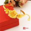 Pulsera de oro vietnamita de larga duración que no se decolora para mujer, boda, moneda europea, chapado en cobre, joyería, pulsera con apertura de flor arenada, venta al por mayor