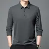 Camiseta de manga larga para hombre con tejido gofrado, camisa polo, nueva colección de otoño, diseño casual estampado, camiseta de manga larga para hombres de mediana edad