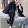 Camisa de Manga Corta para Hombre Verano Juventud Estilo Delgado ins Estilo Hong Kong Holgada Tallas Grandes Sentido del Diseño Nicho de Moda Top Estampado