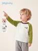 Camiseta de Manga Larga para Niño Jellybaby 2026 Otoño Nueva Ropa de Otoño para Niños Color de Contraste 5 Pequeños Ropa para Bebé Niño