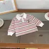 QY266698 Conjunto Infantil 2026 Otoño Nuevo Camiseta Rayada tipo Polo para Niños Jeans con Dibujos Conjunto de Dos Piezas