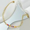 Pulseira de Contas Separadas em Ouro 14K Estilo Luxo Acessível Europeu e Americano com Contas Coloridas Cor Pérola Branca para Mulheres Joias Simples em Aço Inoxidável
