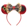 Diadema Navideña de Orejas de Ratón Mickey Mouse para Parque de Atracciones Fiesta Disfraz Accesorios para la Cabeza Navideños Diadema con Lazo
