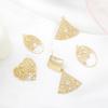 Brincos pingente geométricos simples vazados com diamante, banhados a cobre estilo coreano, ouro 14k real, material para acessórios de joias DIY