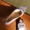Estilo para o Trajeto~Outono 2025 Sapatos de Bico Fino com Salto Médio Combinados com Saias, Saltos Agulha com Strass, Sapatos Sociais Elegantes e Delicados em Estilo Francês para Mulheres