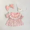 Muñeca de Peluche de Vinilo Labubu de 38 cm Ropa Vestido Rosa de Corazón de Verano Bolso Cruzado Morado de Corazón Conjunto de Vestido de Tul