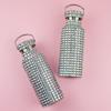 Botella de Agua de Montañismo de Acero Inoxidable Estilo Americano de Boca Ancha con Anillo Colgante Incrustado de Diamantes, Vaso de Agua para Deportes al Aire Libre, Vaso Termo Portátil