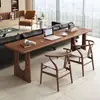 Mesa longa para duas pessoas atrás do sofá, uso doméstico, design moderno simples, escrivaninha para estudantes, mesa de estudo, mesa de computador de escritório, de madeira