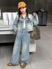 Conjunto Outono Jeans para Meninas 2025 Novo Estiloso Infantil Tendência Primavera e Outono Conjunto de Duas Peças para Crianças Maiores Estilo de Rua Celebridade da Internet