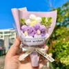 Regalo Hecho a Mano para el Día de la Madre Mini Ramo Tejido, Ramo de Hilo para el Día de la Mujer, Ramo Portátil para Niños de Jardín de Infancia