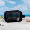 Bolsa de Mão Vazada em Malha, Grande Capacidade, Portátil, Bolsa de Praia Fashion, Bolsa de Viagem para Produtos de Higiene Pessoal e Cuidados com a Pele