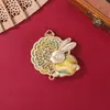 Dinastía Song Brocado Palacio Lunar Conejo de Jade Colgante Accesorios DIY Estilo Antiguo Hanfu Qipao Broche Retro Base para Colgante Venta al por Mayor