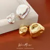 Anillo Abierto Redondo Irregular Plisado, Estilo de Nicho de Gama Alta, Joyería Exagerada Personalizada Transfronteriza Europea y Americana al por Mayor