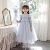 Vestido de Princesa Elsa para Niña, Manga Larga de Otoño, Temática de Frozen, con Sobrecapa de Tul, Vestido Elsa, Malla, Esponjoso, Vestido de Cumpleaños, Capa