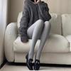 Meias Listradas Versáteis, Meias-Calças Quentes que Valorizam as Pernas, Leggings Pretas Grossas, Meias de Seda Cinza, Estilo Fino de Outono para Mulheres