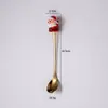 Colher Criativa Fofa para Mexer Café Árvore de Natal Garfo de Sobremesa e Frutas de Aço Inoxidável Garfo Colher Boneco Conjunto de Talheres Presente