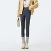 Pantalones de Piel de Tiburón para Mujer, Primavera y Otoño, Cintura Alta, Control de Abdomen, Levantamiento de Glúteos, Pantalones de Yoga, Leggings Deportivos de Sensación Desnuda, Longitud de Nueve Puntos, Adecuados para Ropa Exterior