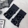 Guantes de moto de medio dedo negros personalizados estilo punk metalero europeo y americano Harajuku, estilo funcional moderno para hombres y mujeres