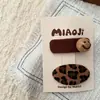 Nuevo par de pinzas para el pelo de niño con estampado de leopardo y lazo para otoño e invierno, pinza para el pelo de bebé, pinza lateral, pinza para el flequillo