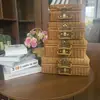 Maleta de Imitación Rattan, Organizador de Cosméticos, Caja Tejida, Caja de Almacenamiento para Picnic, Estilo Retro Listo para Usar
