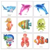 Balão Metalizado Série Mini Animais Marinhos Decoração de Festa de Aniversário Infantil Arranjo Rede Vermelha Empurrar Atacado