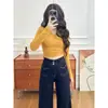 Calça Jeans Wide Leg Flare para Mulheres, Tendência Nova Estilo Primavera/Verão 2026, Solta e Casual, Caimento Relaxado, Calça de Micro Flare Fashion