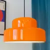 Lustre de sala de jantar laranja estilo nórdico de meados do século, mesa de jantar laranja estilo japonês criativa, luminária pendente Bauhaus para sala de jantar