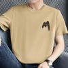 Camiseta de algodão branca masculina, manga curta, gola redonda, roupas de verão, meia manga, moda de marca, camiseta de algodão estampada, moderna, tudo combina