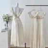 Comercio exterior transfronterizo Sudeste Asiático TK vestido elegante de tirantes con bajo amplio y cinturón para mujer de vacaciones vestido largo