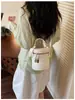 Bolsa balde de seda chique estilo ins de moda de nicho para mulheres, versão coreana de verão 2026, bolsa de ombro e transversal casual de alta qualidade