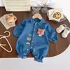 Chaqueta de Mezclilla de Moda para Bebés y Niños Pequeños, Estilo Primavera 2025, Pelele Súper Lindo para Niños y Niñas, Atuendo para la Salida de Luna Llena del Recién Nacido