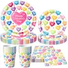 Mais Vendido na Amazon Tema Amor Decorações para Festa de Dia dos Namorados Coração Adereços de Decoração para Atmosfera de Casamento Utensílios de Mesa para Festa