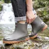 Botas de Lluvia Impermeables para Exteriores de Caña Corta para Hombre, Antideslizantes, de Moda, con Cordón, Botas de Lluvia para Estudiantes, Suaves, Resistentes al Desgaste, Waders para Acampar y Pescar